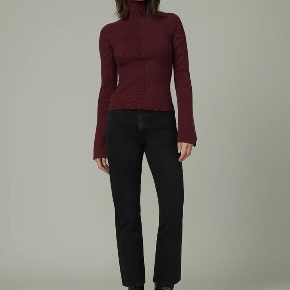 Joe's Jeans The Palmer Turtleneck Sweater in Vineyard Wine - Picture 5 of 7